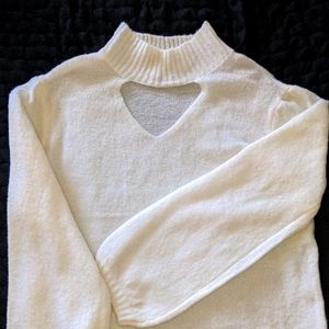 White Cutout Sweater
